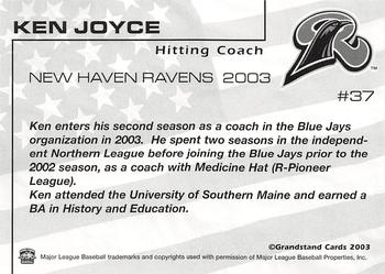 2003 Grandstand New Haven Ravens #NNO Ken Joyce Back