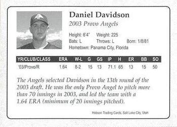 2003 Provo Angels #NNO Daniel Davidson Back