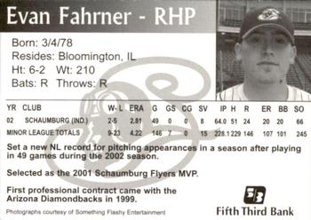 2003 Schaumburg Flyers #NNO Evan Fahrner Back