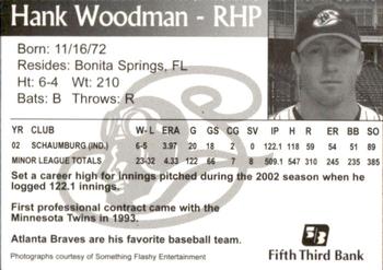 2003 Schaumburg Flyers #NNO Hank Woodman Back