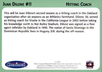 2003 Vancouver Canadians #NNO Juan Dilone Back