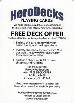 2006 Hero Decks New York Yankees Baseball Heroes Playing Cards (3rd Edition) #NNO Free Deck Offer Front
