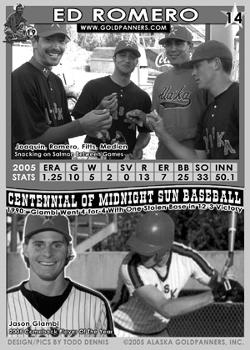 2005 Alaska Goldpanners #14 Ed Romero / Jason Giambi Back