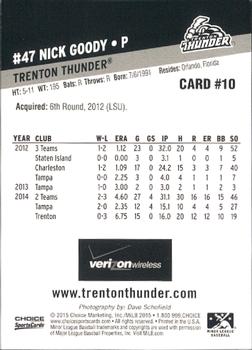 2015 Choice Trenton Thunder #10 Nick Goody Back