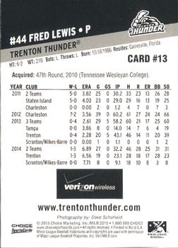 2015 Choice Trenton Thunder #13 Fred Lewis Back