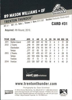 2015 Choice Trenton Thunder #31 Mason Williams Back