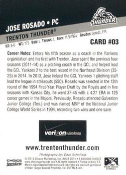 2015 Choice Trenton Thunder #03 Jose Rosado Back