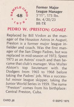 1975 SSPC 18 #6 Preston Gomez Back