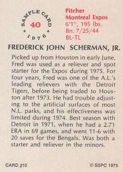 1975 SSPC 18 #10 Fred Scherman Back