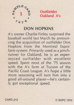 1975 SSPC 18 #12 Don Hopkins Back