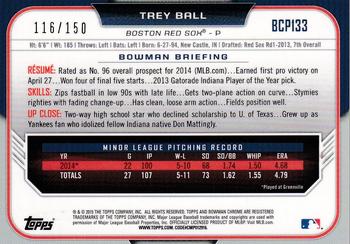2015 Bowman - Chrome Prospects Blue Refractors #BCP133 Trey Ball Back