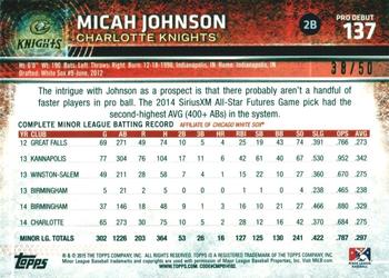 2015 Topps Pro Debut - Gold #137 Micah Johnson Back