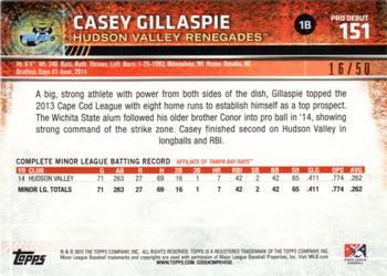 2015 Topps Pro Debut - Gold #151 Casey Gillaspie Back