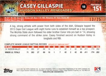2015 Topps Pro Debut - Orange #151 Casey Gillaspie Back