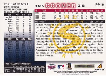1998 Score - Showcase Series #PP16 Ron Coomer Back