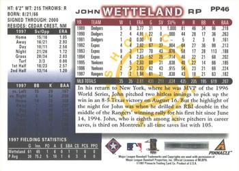 1998 Score - Showcase Series #PP46 John Wetteland Back