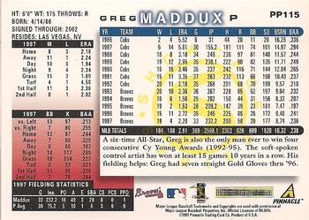 1998 Score - Showcase Series #PP115 Greg Maddux Back