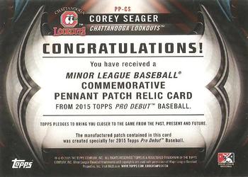 2015 Topps Pro Debut - Pennant Patches Printing Plates Yellow #PP-CS Corey Seager Back