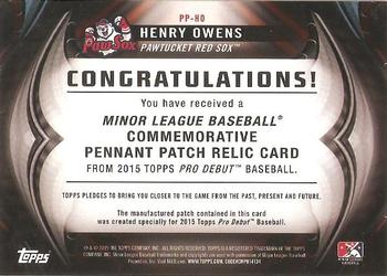 2015 Topps Pro Debut - Pennant Patches Printing Plates Magenta #PP-HO Henry Owens Back