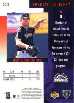 1998 Collector's Choice - StarQuest #SQ13 Todd Helton Back