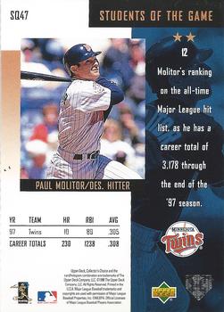 1998 Collector's Choice - StarQuest #SQ47 Paul Molitor Back