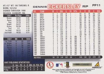 1998 Score - Showcase Series Artist's Proofs #PP11 Dennis Eckersley Back