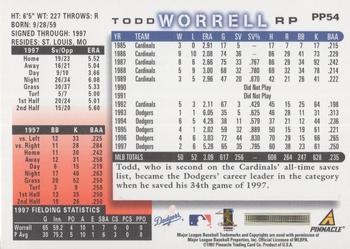 1998 Score - Showcase Series Artist's Proofs #PP54 Todd Worrell Back
