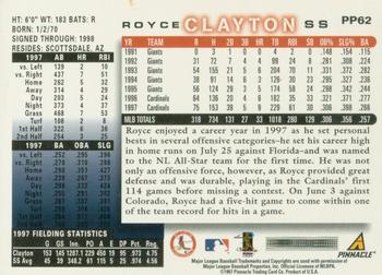 1998 Score - Showcase Series Artist's Proofs #PP62 Royce Clayton Back