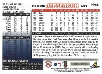 1998 Score - Showcase Series Artist's Proofs #PP65 Reggie Jefferson Back