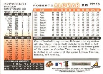 1998 Score - Showcase Series Artist's Proofs #PP118 Roberto Alomar Back
