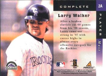 1998 Score Rookie & Traded - Complete Players #2A Larry Walker Back