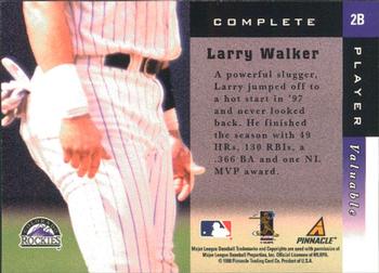 1998 Score Rookie & Traded - Complete Players #2B Larry Walker Back