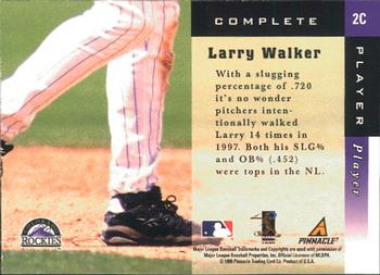 1998 Score Rookie & Traded - Complete Players #2C Larry Walker Back