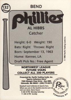 1986 Cramer Bend Phillies #132 Al Hibbs Back