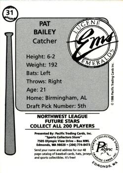 1986 Cramer Eugene Emeralds #31 Pat Bailey Back