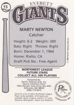 1986 Cramer Everett Giants #15 Marty Newton Back