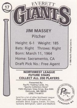 1986 Cramer Everett Giants #17 Jim Massey Back