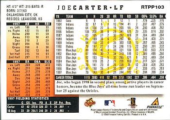 1998 Score Rookie & Traded - Showcase Series #RTPP103 Joe Carter Back