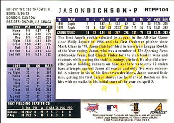 1998 Score Rookie & Traded - Showcase Series #RTPP104 Jason Dickson Back