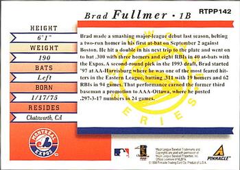 1998 Score Rookie & Traded - Showcase Series #RTPP142 Brad Fullmer Back