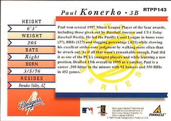 1998 Score Rookie & Traded - Showcase Series #RTPP143 Paul Konerko Back