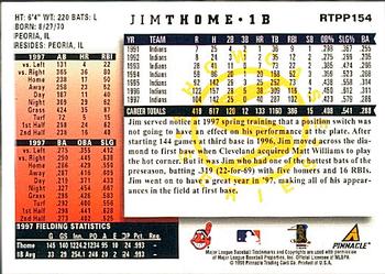1998 Score Rookie & Traded - Showcase Series #RTPP154 Jim Thome Back
