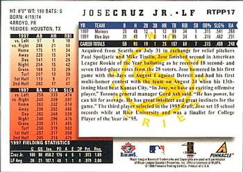 1998 Score Rookie & Traded - Showcase Series #RTPP17 Jose Cruz Jr. Back