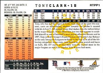 1998 Score Rookie & Traded - Showcase Series #RTPP1 Tony Clark Back