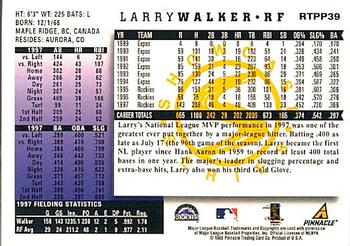 1998 Score Rookie & Traded - Showcase Series #RTPP39 Larry Walker Back
