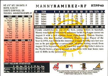 1998 Score Rookie & Traded - Showcase Series #RTPP40 Manny Ramirez Back