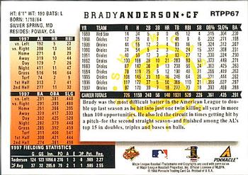 1998 Score Rookie & Traded - Showcase Series #RTPP67 Brady Anderson Back