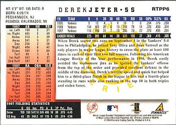 1998 Score Rookie & Traded - Showcase Series #RTPP6 Derek Jeter Back