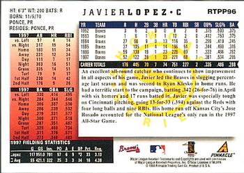 1998 Score Rookie & Traded - Showcase Series #RTPP96 Javier Lopez Back