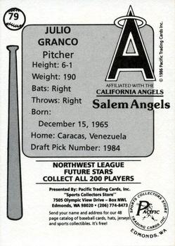 1986 Cramer Salem Angels #79 Julio Granco Back